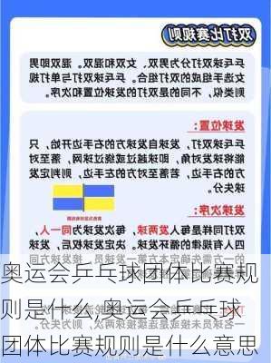 奥运会乒乓球团体比赛规则是什么,奥运会乒乓球团体比赛规则是什么意思