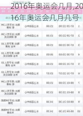 2016年奥运会几月,2016年奥运会几月几号