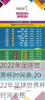 2022年足球世界杯时间表,2022年足球世界杯时间表格