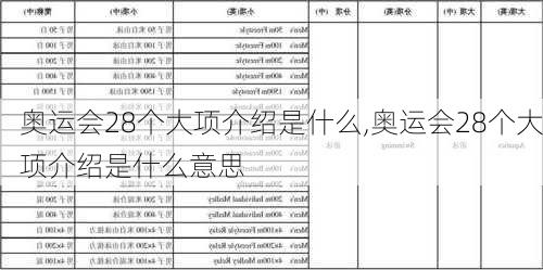 奥运会28个大项介绍是什么,奥运会28个大项介绍是什么意思