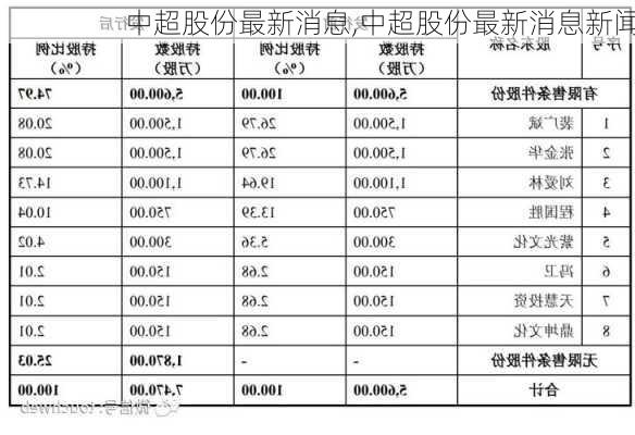 中超股份最新消息,中超股份最新消息新闻