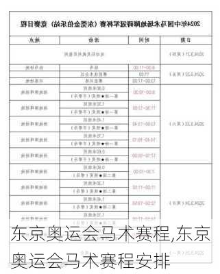 东京奥运会马术赛程,东京奥运会马术赛程安排