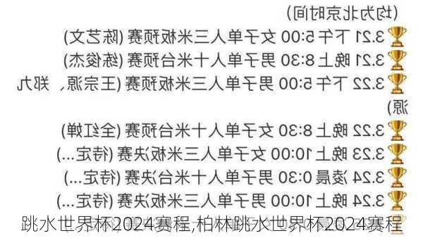 跳水世界杯2024赛程,柏林跳水世界杯2024赛程