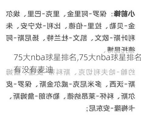 75大nba球星排名,75大nba球星排名有没有麦迪