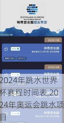 2024年跳水世界杯赛程时间表,2024年奥运会跳水项目