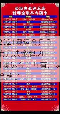 2021奥运会乒乓有几块金牌,2021奥运会乒乓有几块金牌了