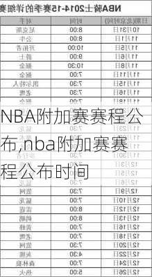 NBA附加赛赛程公布,nba附加赛赛程公布时间