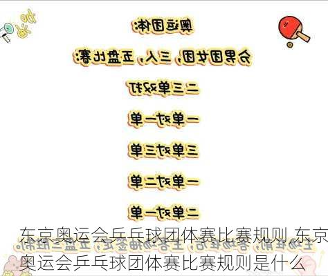 东京奥运会乒乓球团体赛比赛规则,东京奥运会乒乓球团体赛比赛规则是什么