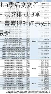 cba季后赛赛程时间表安排,cba季后赛赛程时间表安排最新