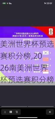 美洲世界杯预选赛积分榜,2026南美洲世界杯预选赛积分榜