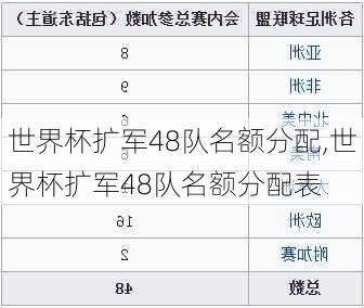 世界杯扩军48队名额分配,世界杯扩军48队名额分配表