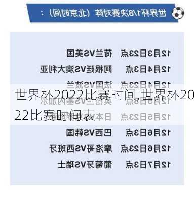 世界杯2022比赛时间,世界杯2022比赛时间表