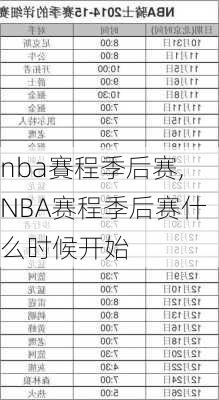 nba賽程季后赛,NBA赛程季后赛什么时候开始