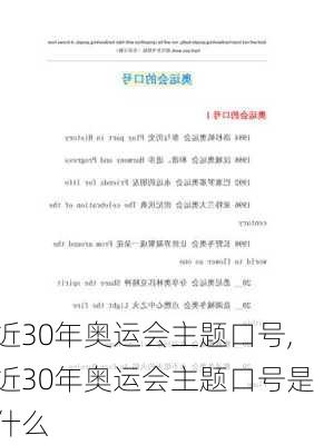 近30年奥运会主题口号,近30年奥运会主题口号是什么