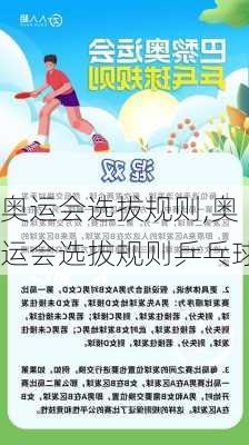 奥运会选拔规则,奥运会选拔规则乒乓球