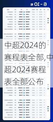 中超2024的赛程表全部,中超2024赛程表全部公布