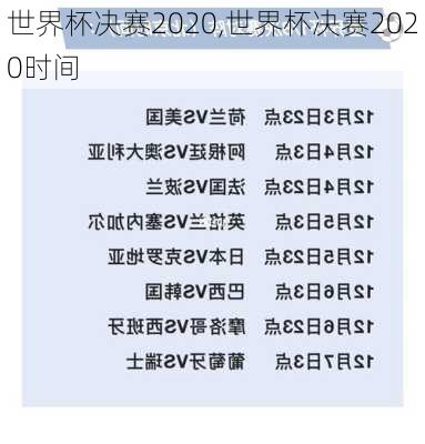 世界杯决赛2020,世界杯决赛2020时间