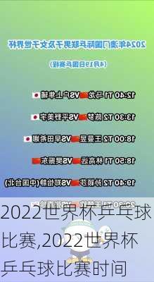 2022世界杯乒乓球比赛,2022世界杯乒乓球比赛时间