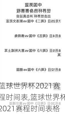 篮球世界杯2021赛程时间表,篮球世界杯2021赛程时间表格