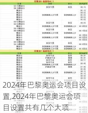 2024年巴黎奥运会项目设置,2024年巴黎奥运会项目设置共有几个大项