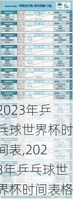 2023年乒乓球世界杯时间表,2023年乒乓球世界杯时间表格