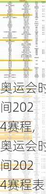 奥运会时间2024赛程,奥运会时间2024赛程表