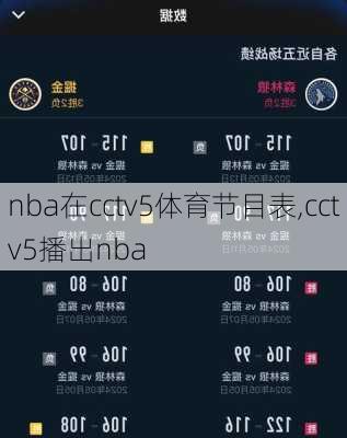 nba在cctv5体育节目表,cctv5播出nba