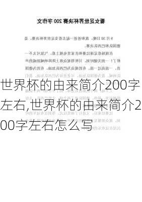 世界杯的由来简介200字左右,世界杯的由来简介200字左右怎么写