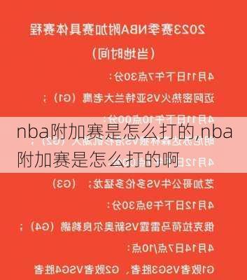 nba附加赛是怎么打的,nba附加赛是怎么打的啊