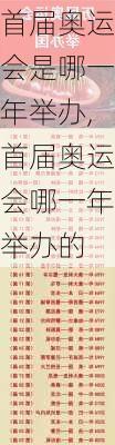 首届奥运会是哪一年举办,首届奥运会哪一年举办的