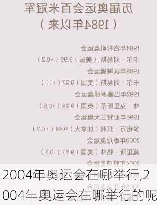 2004年奥运会在哪举行,2004年奥运会在哪举行的呢