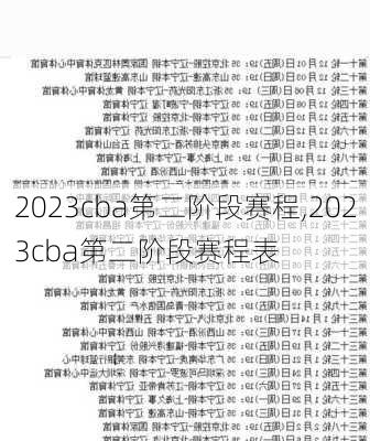 2023cba第二阶段赛程,2023cba第二阶段赛程表