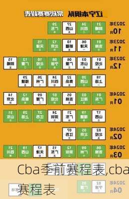 Cba季前赛程表,cba赛程表