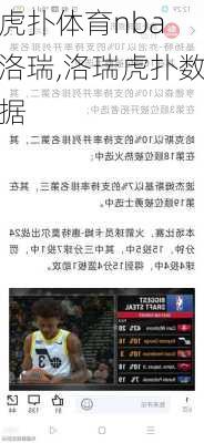 虎扑体育nba 洛瑞,洛瑞虎扑数据