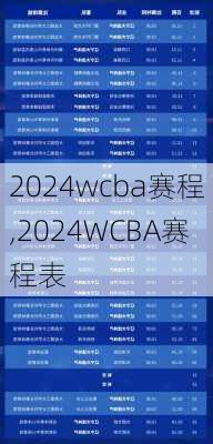 2024wcba赛程,2024WCBA赛程表