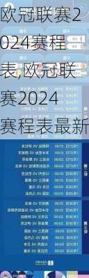 欧冠联赛2024赛程表,欧冠联赛2024赛程表最新