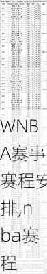 WNBA赛事赛程安排,nba赛程