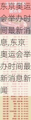 东京奥运会举办时间最新消息,东京奥运会举办时间最新消息新闻