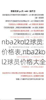 nba2kol2球员价格表,nba2kol2球员价格大全