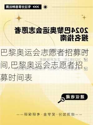 巴黎奥运会志愿者招募时间,巴黎奥运会志愿者招募时间表