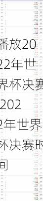 播放2022年世界杯决赛,2022年世界杯决赛时间