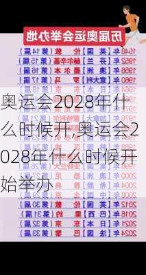 奥运会2028年什么时候开,奥运会2028年什么时候开始举办