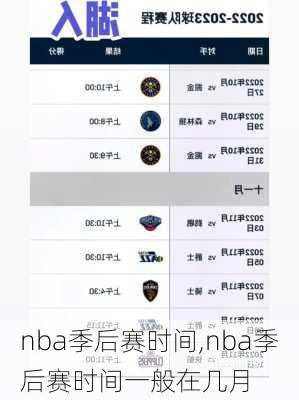 nba季后赛时间,nba季后赛时间一般在几月