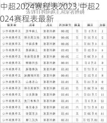 中超2024赛程表2023,中超2024赛程表最新