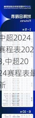 中超2024赛程表2023,中超2024赛程表最新