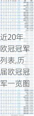 近20年欧冠冠军列表,历届欧冠冠军一览图