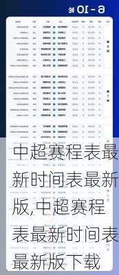 中超赛程表最新时间表最新版,中超赛程表最新时间表最新版下载