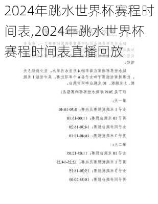 2024年跳水世界杯赛程时间表,2024年跳水世界杯赛程时间表直播回放