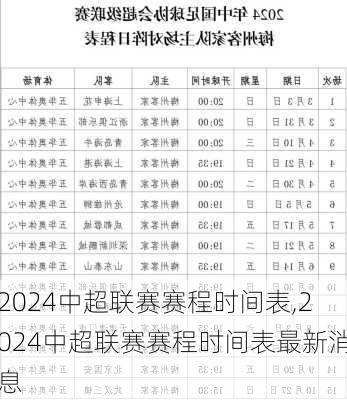 2024中超联赛赛程时间表,2024中超联赛赛程时间表最新消息