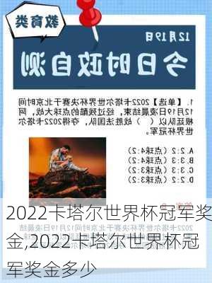 2022卡塔尔世界杯冠军奖金,2022卡塔尔世界杯冠军奖金多少